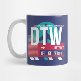 Detroit, Michigan (DTW) Airport Code Baggage Tag Mug